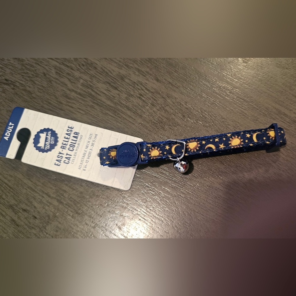 Whisker City Navy Moons Adult Cat Collar